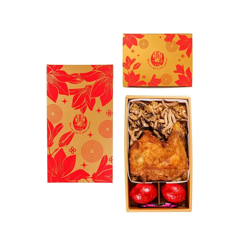 寵愛雙拼葷(12兩)-單層分裝-油飯雞腿蜂蜜蛋糕禮盒