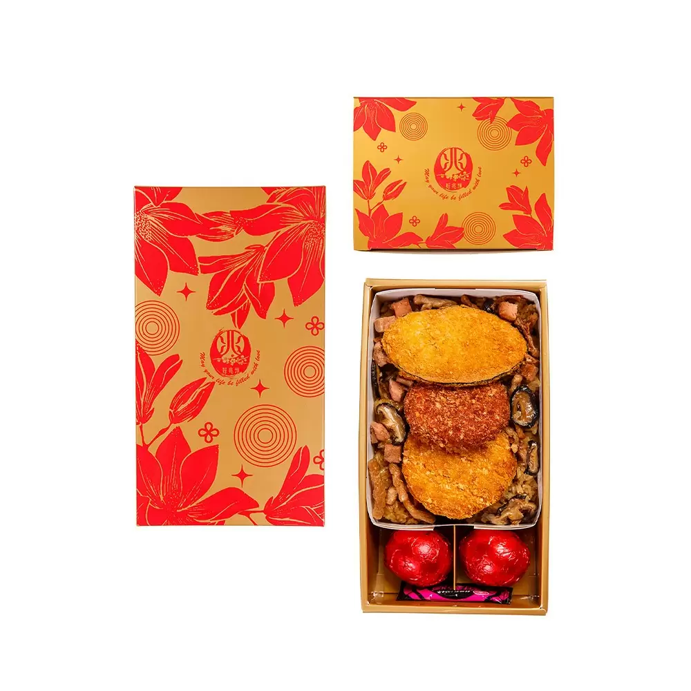 寵愛雙拼素(12兩)-單層分裝-油飯素三寶蜂蜜蛋糕禮盒