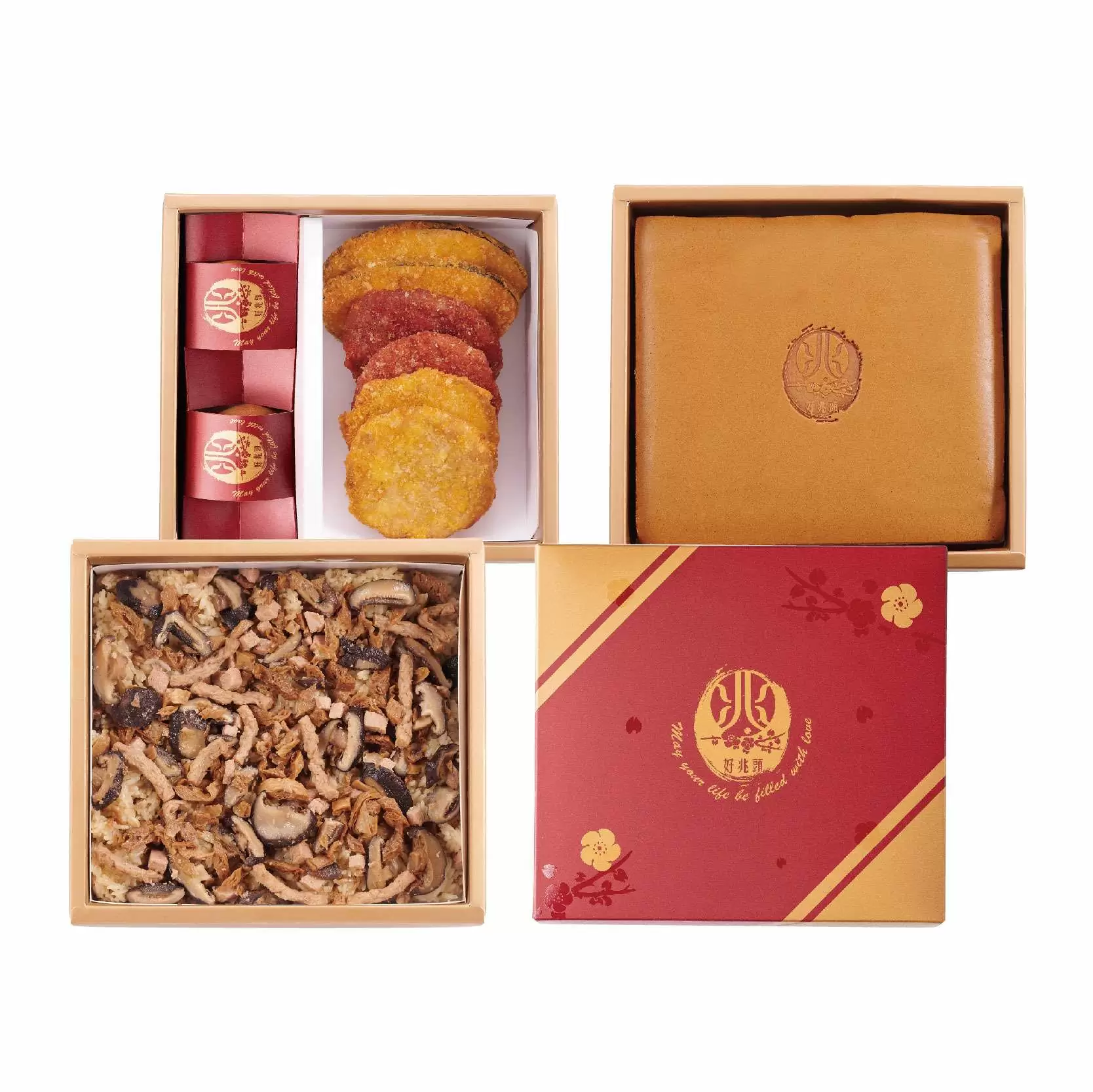 吉祥D素(20兩)-三層-油飯素三寶蛋糕彌月禮盒